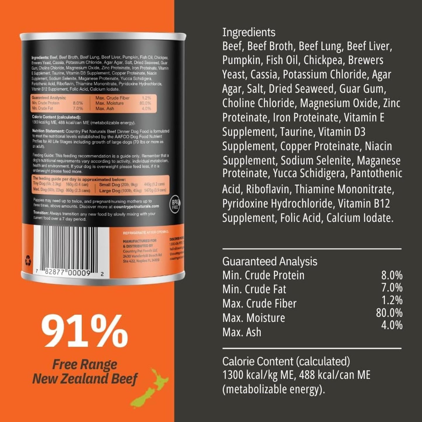 Beef Dog Food 13oz Cans - Tray of 9 Cans