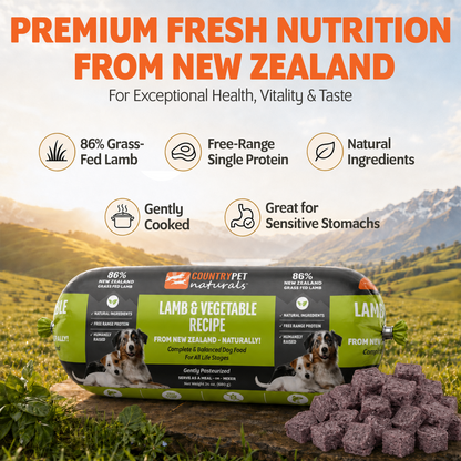 New Zealand Grass-Fed Lamb & Vegetable Frozen Dog Food - 1.5lb (8 rolls/case)