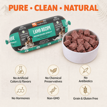 New Zealand Grass-Fed Lamb Frozen Dog Food 1.5lb (8 rolls/case)