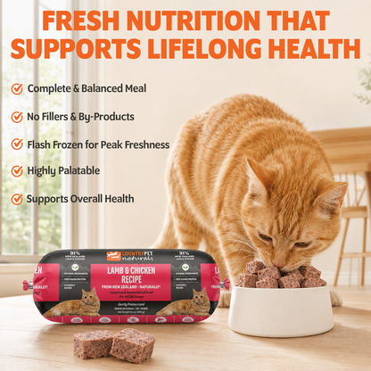 New Zealand Grass-Fed Lamb & Organic Chicken Frozen Cat Food - 1.5lb (8 rolls/case)
