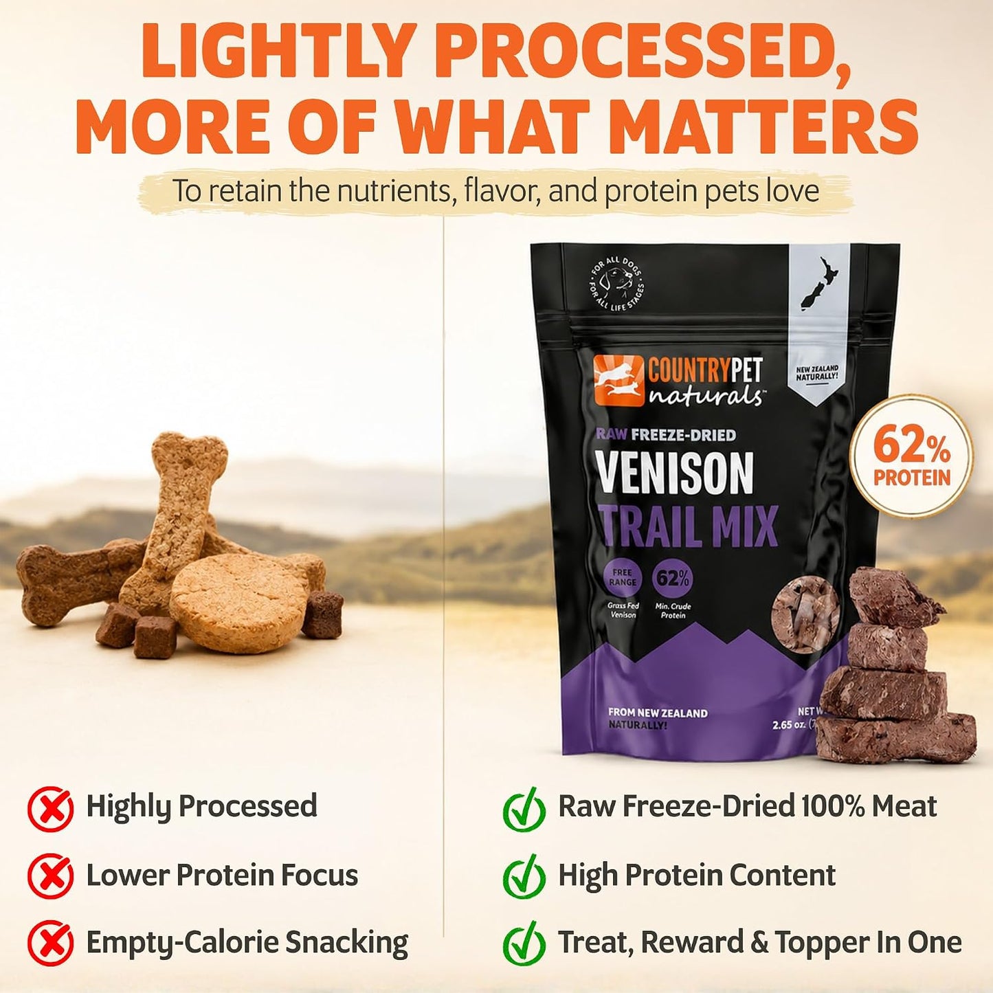 New Zealand Grass-Fed Venison Organs Raw Freeze-Dried - 2.7oz Bag