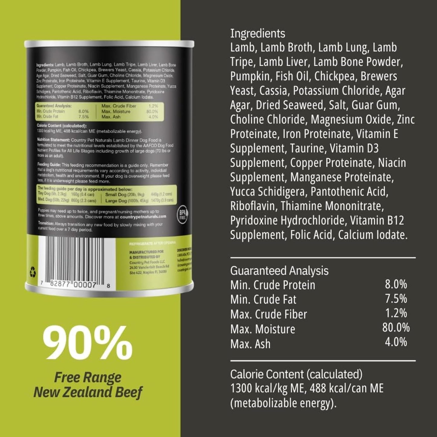 Lamb Dog Food 13oz Cans - Tray of 9 Cans