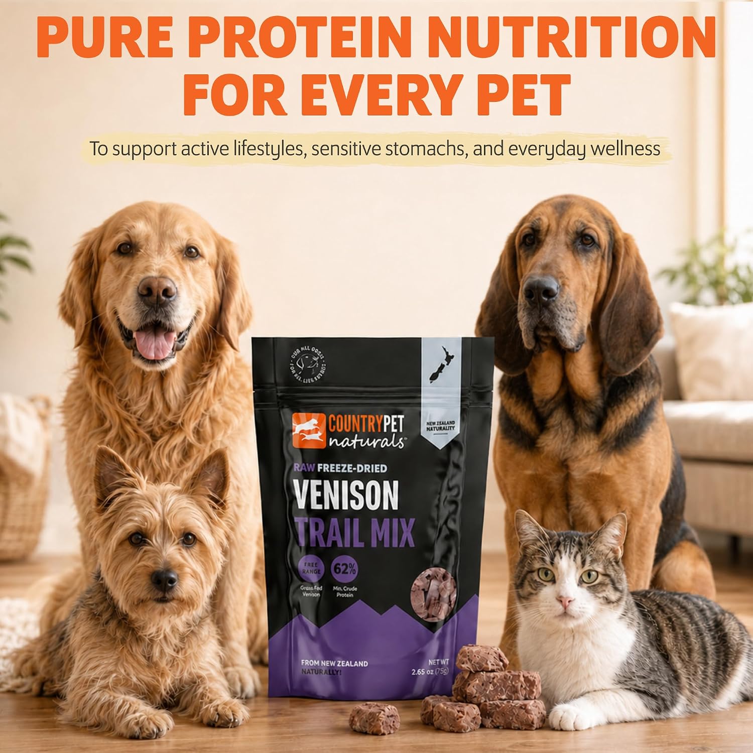 Abundant Countryside 4枚セット ③ Venison Organs Treat Case (6 x 2.65oz Bags) – CountryPet Naturals