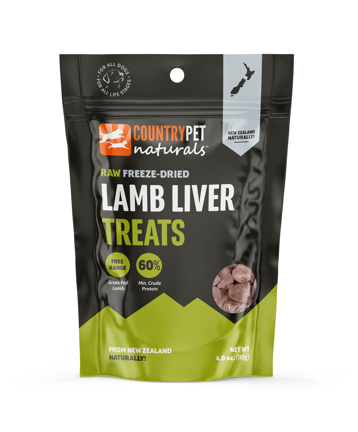 Wholesale - CountryPet Naturals - New Zealand Raw Freeze-Dried Lamb Liver Treats (case of 6 x 4oz)
