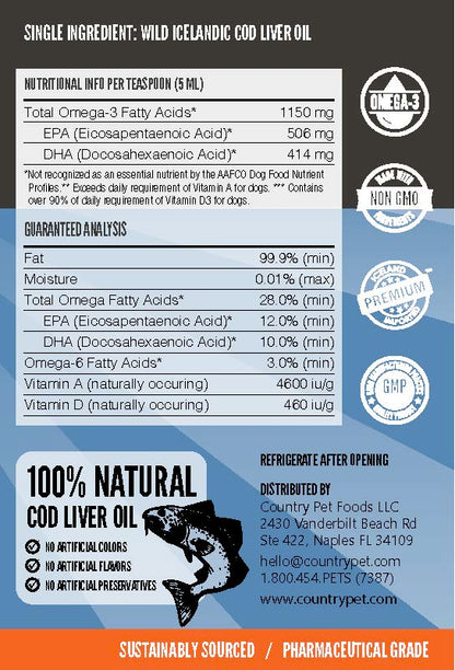 Pure Wild Icelandic Cod Liver Oil - 16 fl. oz.